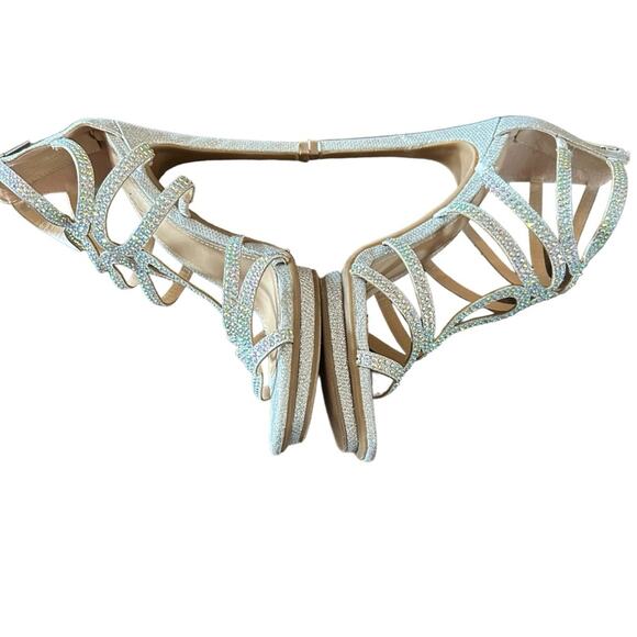 Thalia Sodi Remini Embellished Evening Sandals Silver Caged Stilettos NEW Size 9 - Picture 8 of 10